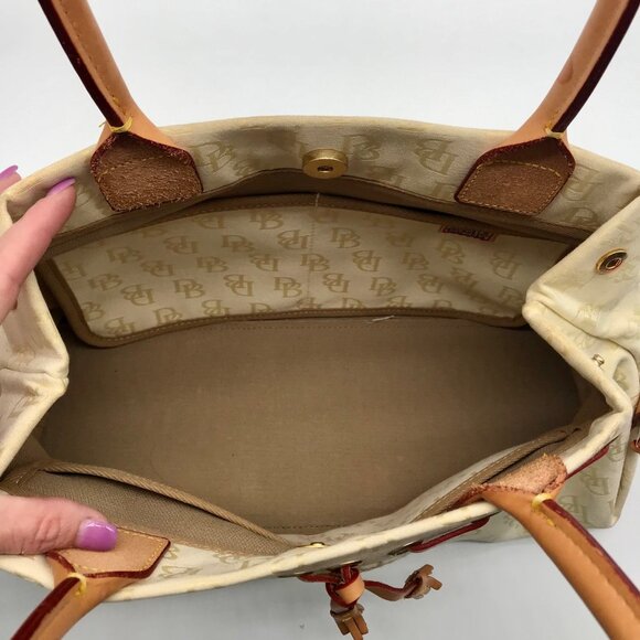 Dooney & Bourke Yellow Canvas Logo Tassel Duffle Bag - Picture 11 of 11